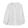 Damen Bluse V-Ausschnitt Laterne Langarm Einreihig Bluse Tops Rüschendetails Aushöhlendes Design Freizeitbluse