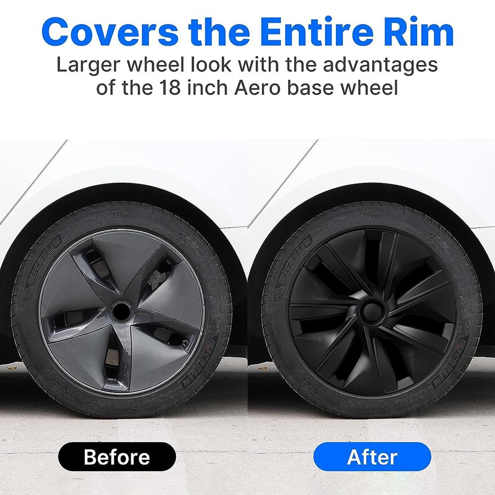 4pcs 19 Inch Car Wheel Trim Covers for Tesla Model Y Hub Rims Hub Caps Wheel Rims Cap Hubcap Cover Matte Black ABS Accessories