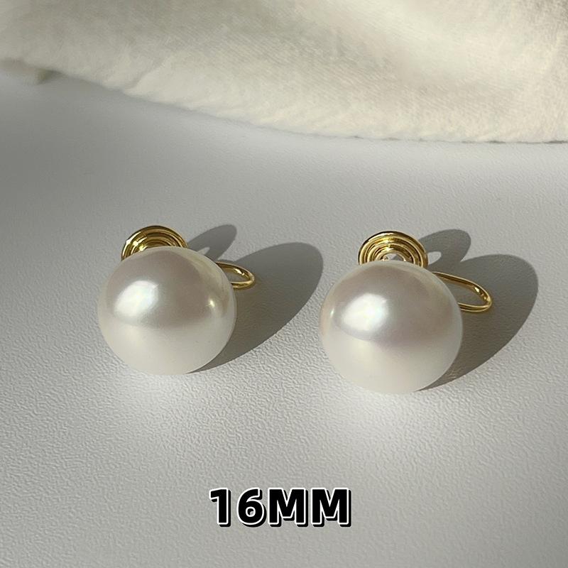 Wine red pearl mosquito coil disc ear clips, no ear piercings, painless earrings, simple and fashionable commuter temperament stud earrings