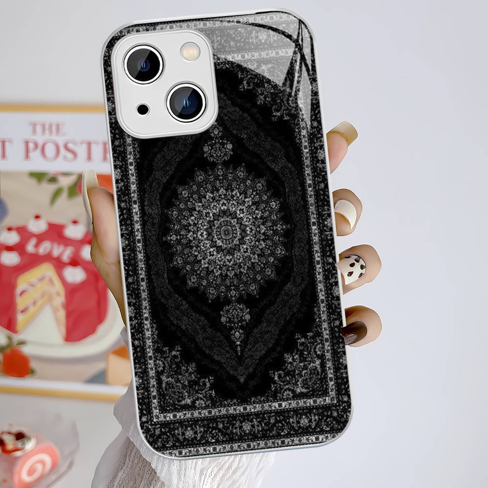 Persian Carpet Floral Pattern Tempered Glass For Iphone 14 13 12 11 Pro Mini XS MAX 14Plus X XS XR Fundas