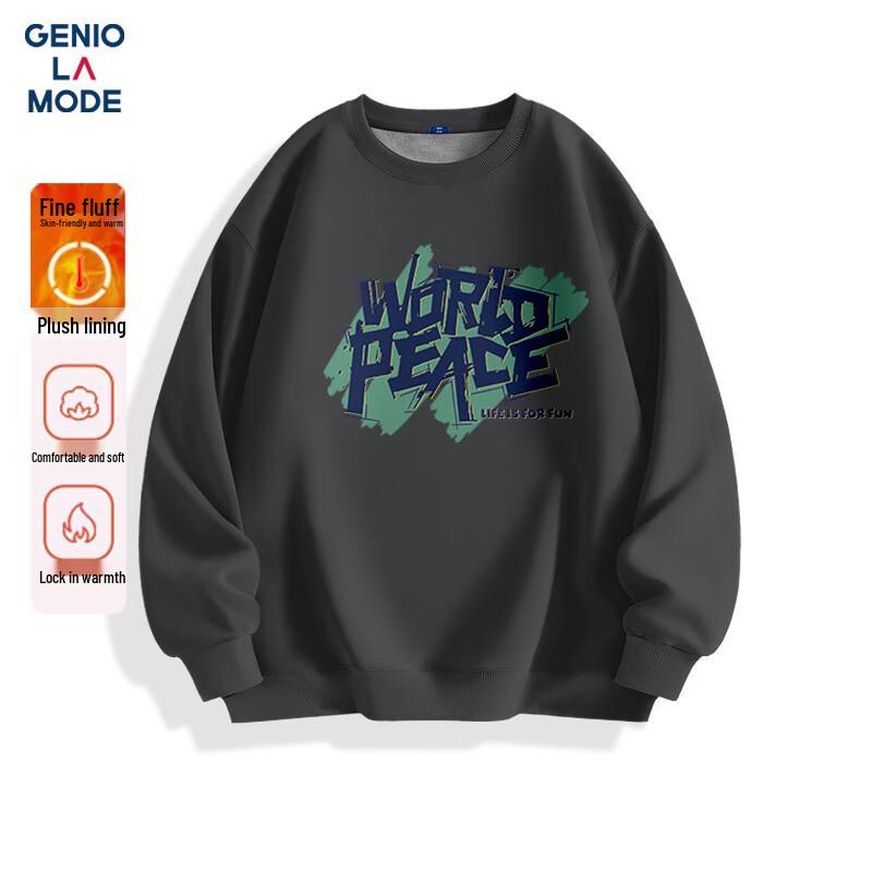 

GENIOLAMODE Men s Fleece Lined Crewneck Sweatshirt L