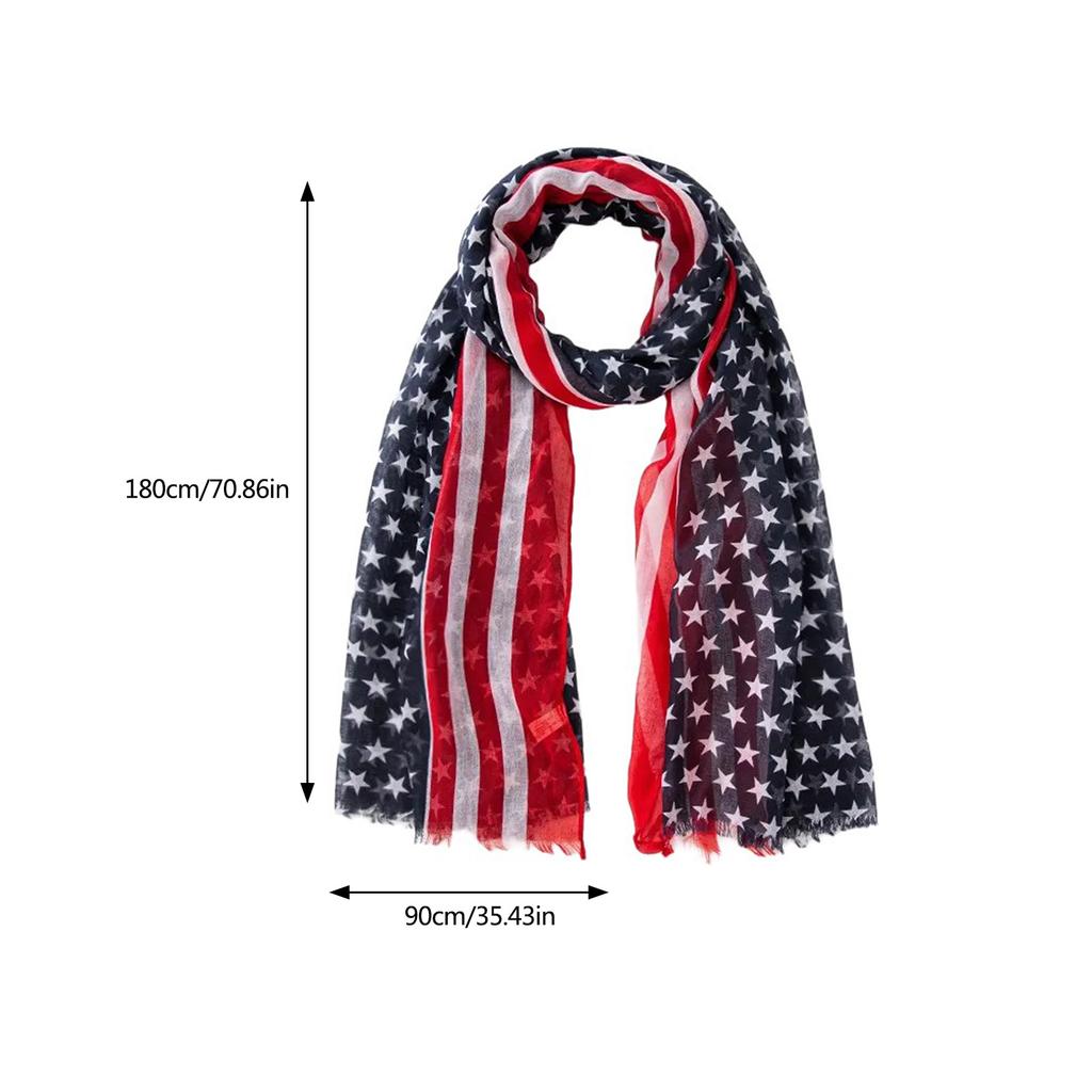 Stylish Scarf Shawl Neckerchief Head Scarf Star Print for Independence Day Star Headscarf, Versatile and Soft