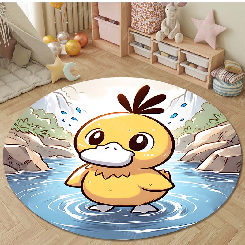 Multiple Styles Pokemon Psyduck Round Rugs for Living Room Bedroom Floor Mats Kids Room Sofa Chair Mat Carpet Home Decor