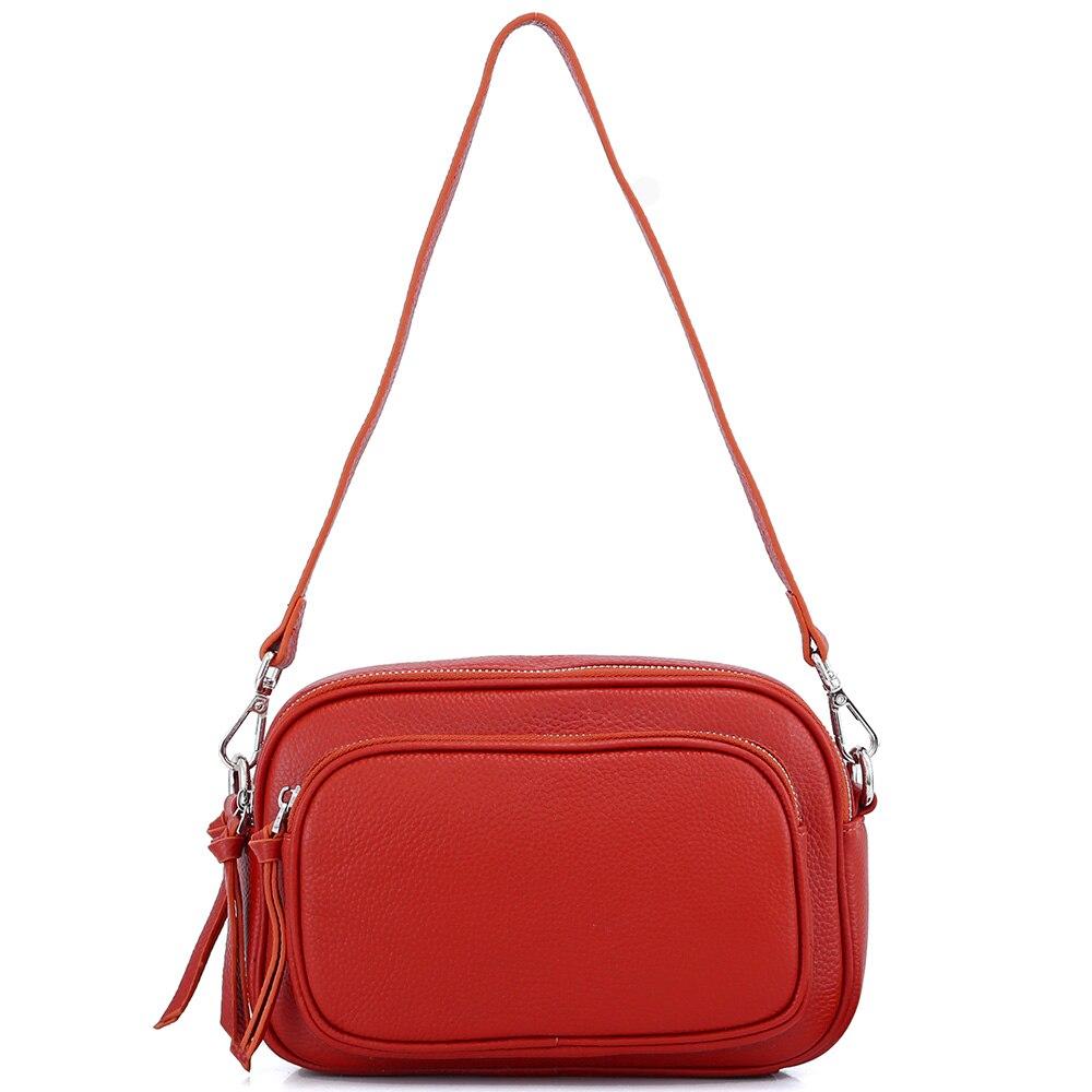 Zency Simple Casual Design Women Shoulder Bag Top Layer Cowhide Leather Handbag More Pockets Large Capacity Female Crossbody Bag