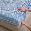 1pc Blue Bohemian Style Printed Fitted Sheet 100% Polyester Durable Bedding Set Sheet for Home Bedroom Decoration Birthday Gift