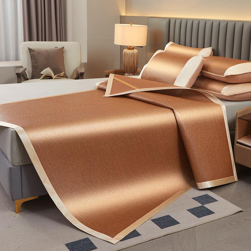 Letnia Mata Mata Rattanowa Trzyczęściowa Łóżko na Przerwę Obiadową Składana Mata do Pokoju Studenta Pogrubiona Mata Mata z Jedwabiu Lodowego Miękka Mata