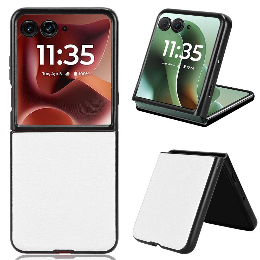 For Motorola Razr 60 Ultra 5G Case Crocodile Texture Leather Coated Hard PC Phone Cover