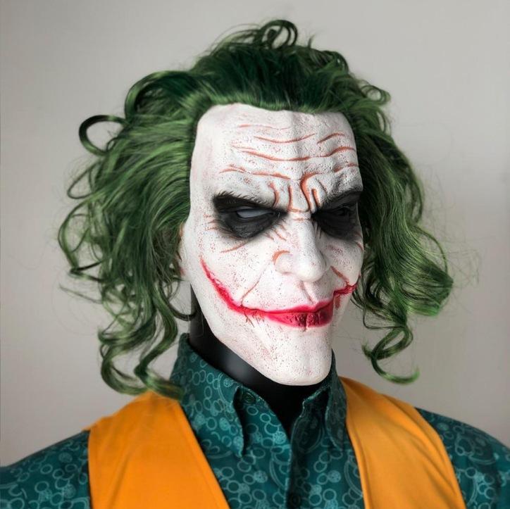 Halloweenská klaunská maska, dvourohý klaun, klaun se zvonkem