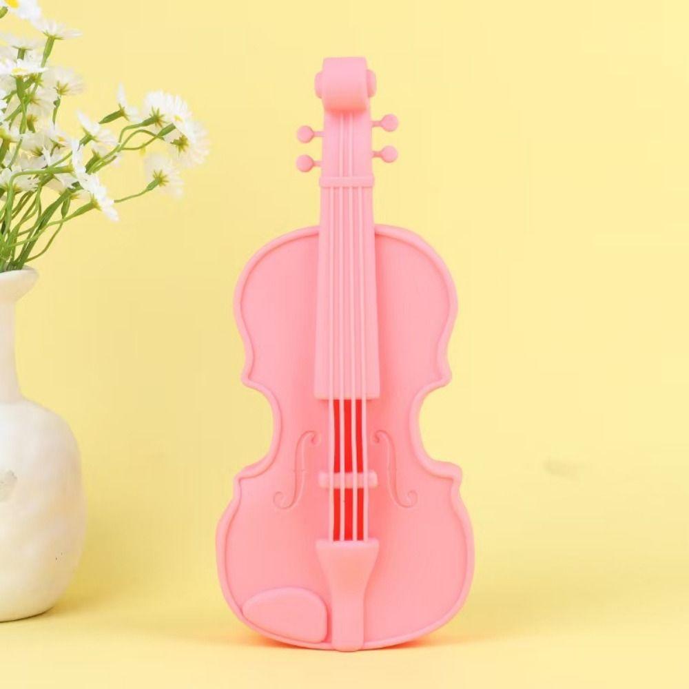 Zipper Closure Violin Stationery Bag High Appearance Level Silicone Zipper Pencil Bag  School Use