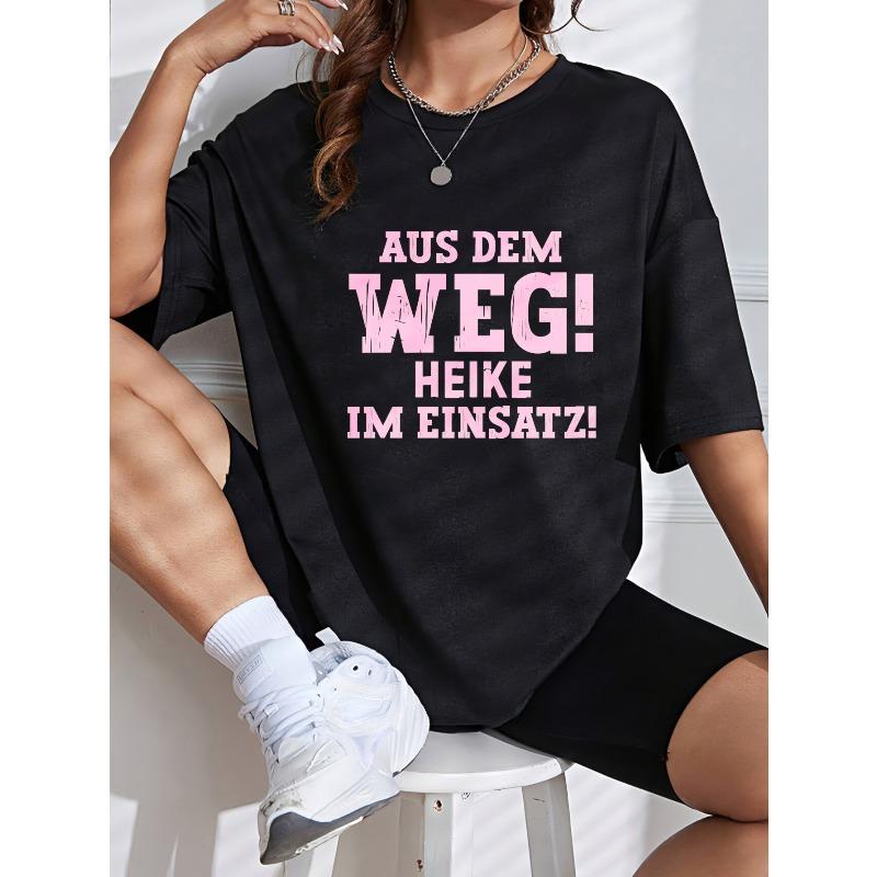 White T Shirt With Pink Text Aus Dem Weg Heike Im Einsatz Casual Wear For Women