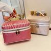 Große Kapazität Handheld Kosmetik-Organizer Kulturtasche für Damen Make-up-Koffer Tasche Krokodilmuster Make-up-Tasche