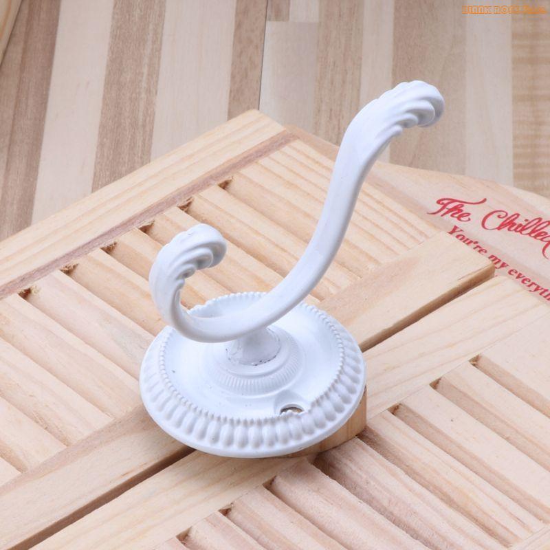 K1AE Heavy Duty Wall Hooks Antique Hanger Sturdy Decorative Coat Racks Zinc Alloy Double Hook for Hanging Hats Towels Keys