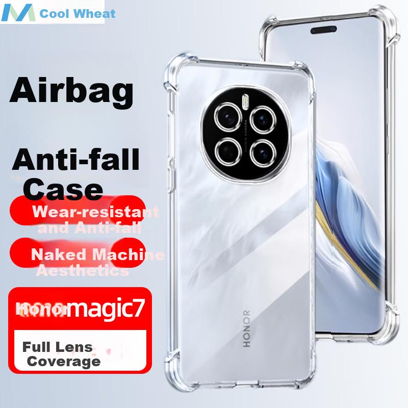 Honor Magic7 için Darbeye Dayanıklı Telefon Kılıfı, Tam Koruma Düşme Önleyici Hava Yastıklı Şeffaf Yumuşak TPU Kılıf - Şeffaf Beyaz