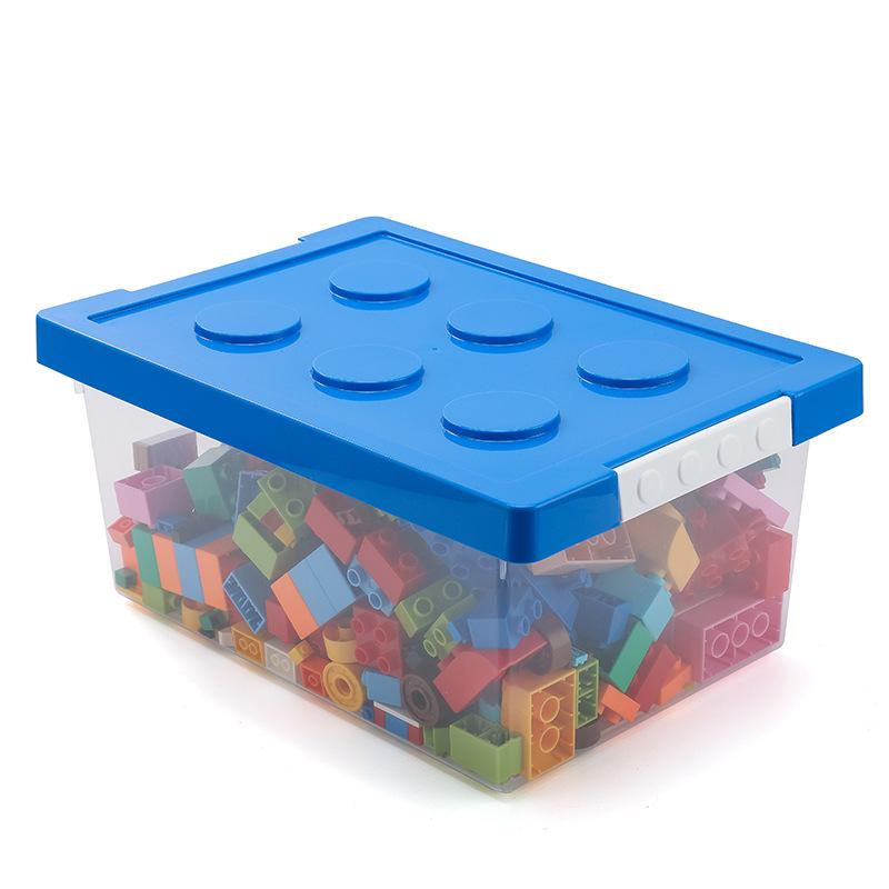 Snap On Building Block Storage Box with Large Capacity Transparent Tape Cover, Classified and Organized Toy Storage Box