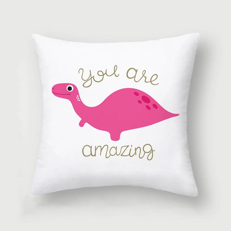 Søtt og interessant tegneseriedinosaur pynteputesett sofastol putetrekk barnerom hjemmedekorasjon putetrekk 45x45