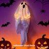 Świecący LED Wiszący Duch Dekoracja Halloweenowa na Zewnątrz Podwórko Drzwi Ścianę