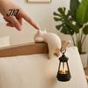 Soft Glow Reading Corner Light Cat Shape Shelf Hook with LED Lantern, Vintage Decorative Cozy Atmosphere Night Lamp Hanging Ornament, for Bookshelves