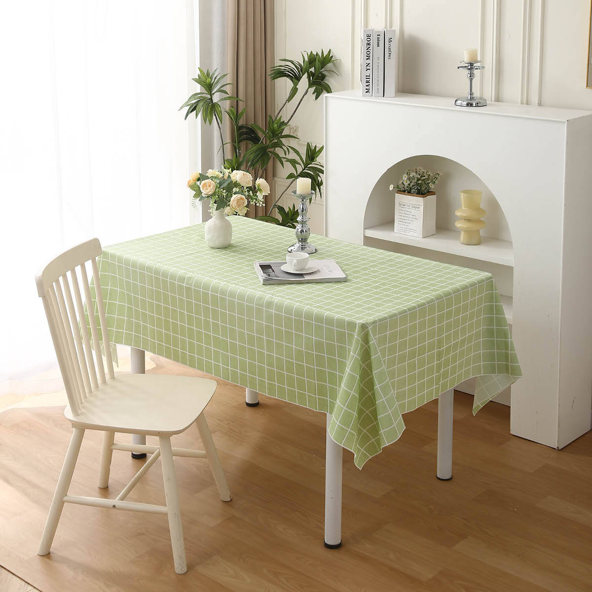 

Plaid Stripe Dining Tablecloth PEVA Rectangular Table Covers Waterproof Suitable for Living Room Dining Table Student Desk Pads 137x90cm