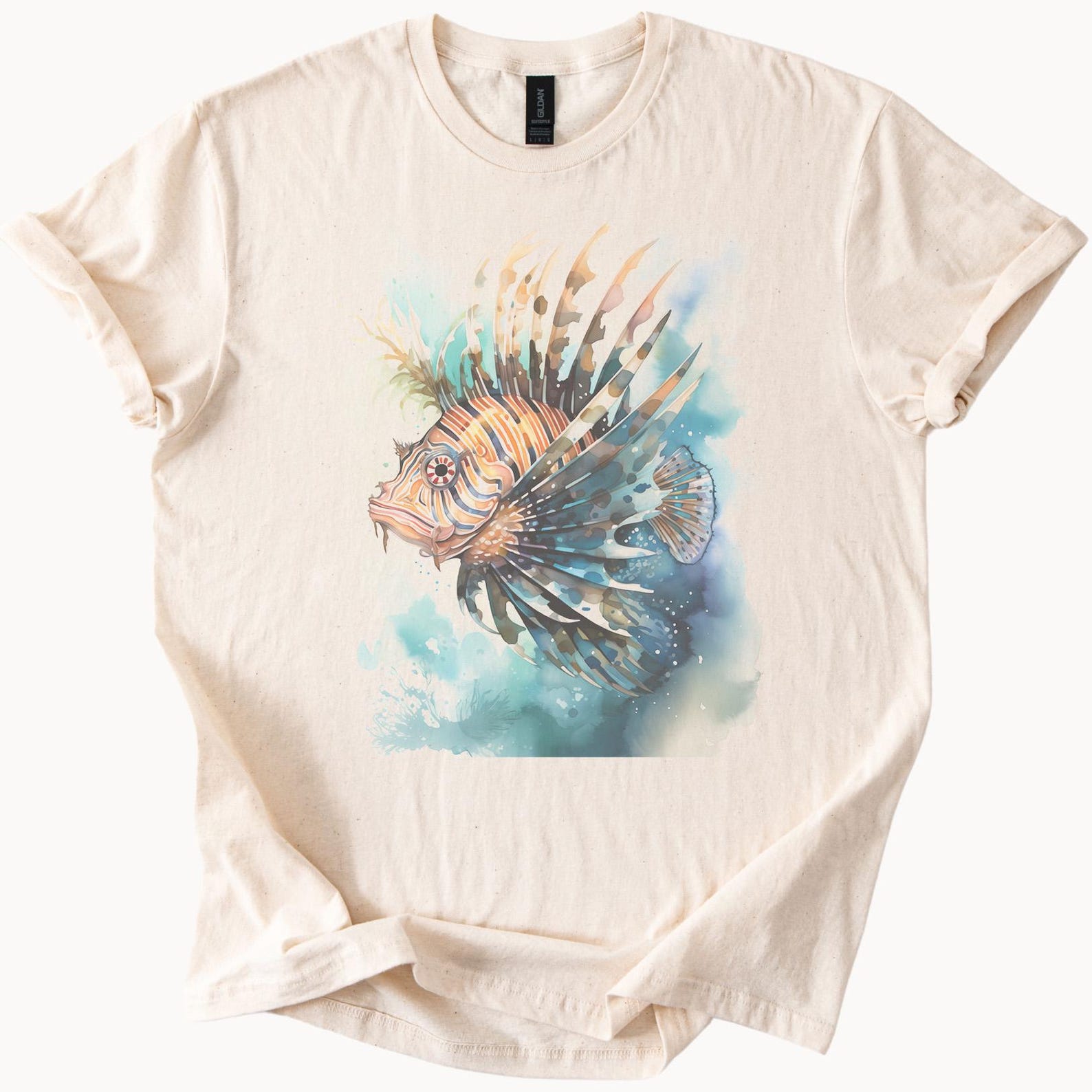 Colorful Lionfish Ocean Art Graphic T Shirt Beach Style Tee 110