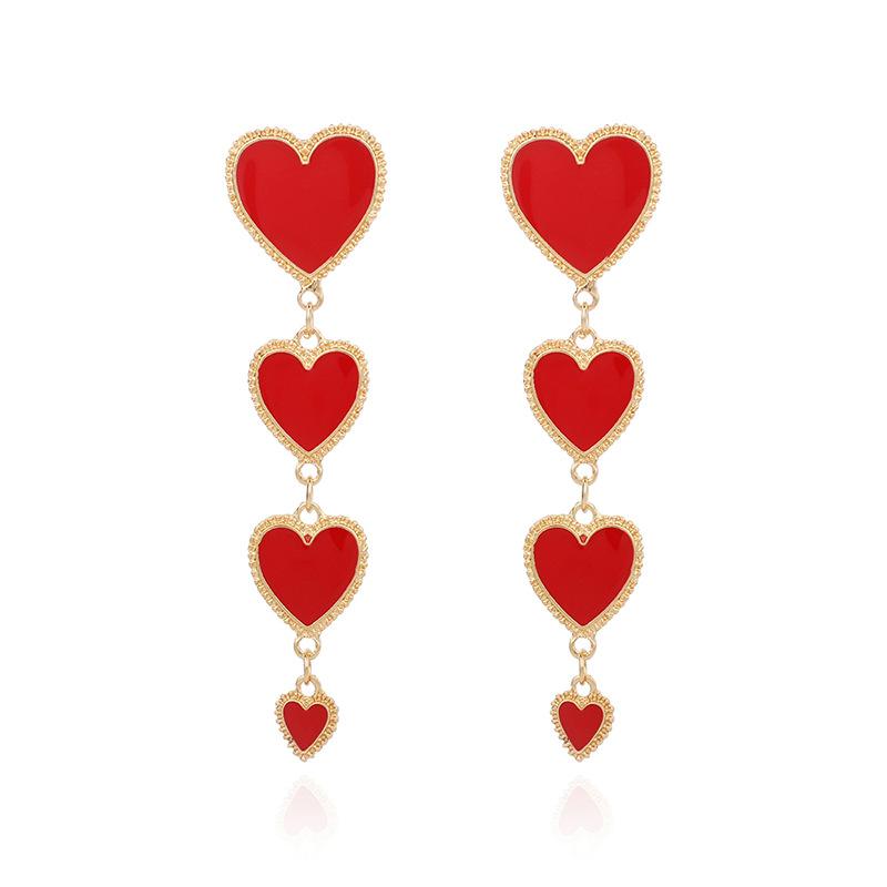 European and American exaggerated long stud earrings, popular jewelry retro Hong Kong style love fringed earrings