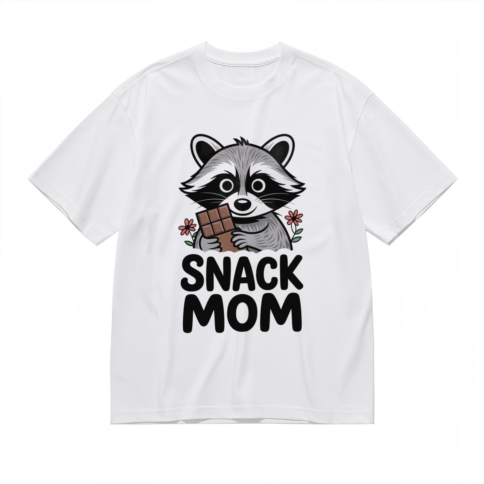 Women s Snack Mom Graphic Tee Cute Raccoon Chocolate Lover Unisex 100% Cotton 3XL