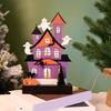 Halloween Party Wood Sign LED Lighted Ghostly Haunted Houses Decors Pumpkin Ornament with Realistic Detail Table Decors