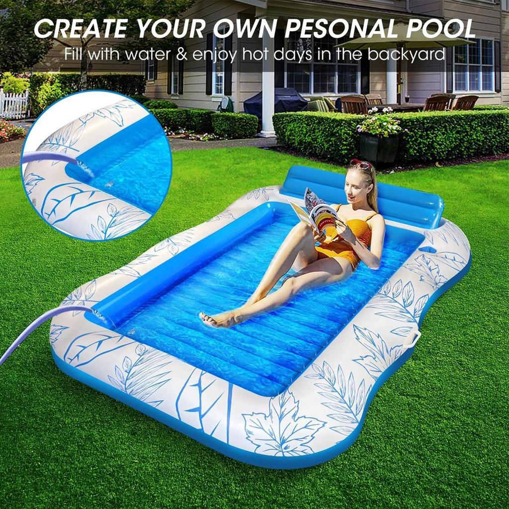 Pool Floats Inflatable Floating Water Hammock Portable Pool Raft with Cup Holder for Tanning Water Play Vacation Backyard Travel