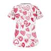Damen-Arbeitsschutzoberteil mit bedrucktem Valentinstags-Print, schrägem Kragen und zwei Taschen