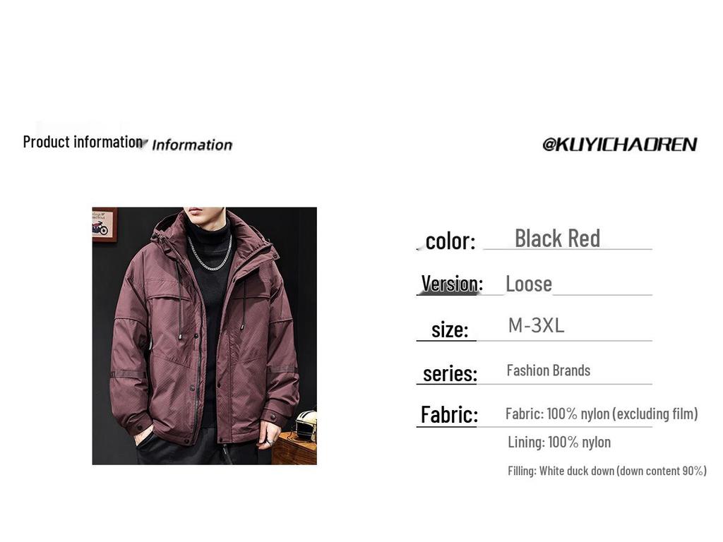 Men's Trendy Thickened Hooded Down Jacket, Winter 2025 Collection, Plus Size Workwear Outerwear