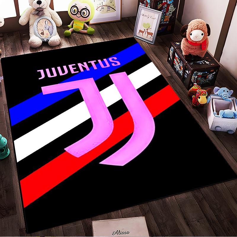 "Juventus Logo with Bold Striped Design Non-slip rug suitable for living room and bedroom sofas"