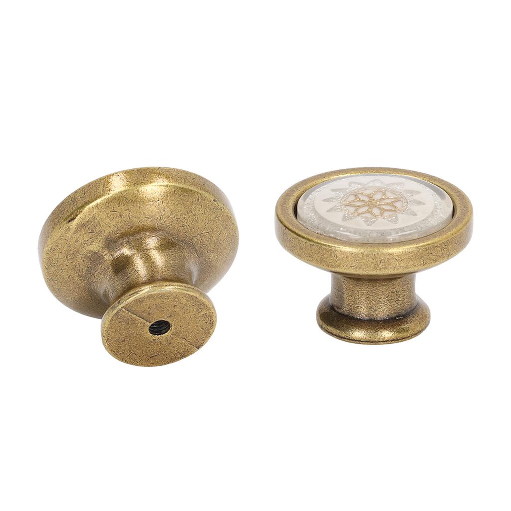 2 Sets Antique Furniture Hardware Handle Knob Zinc Alloy Round Single Hole Cabinet Door Handle