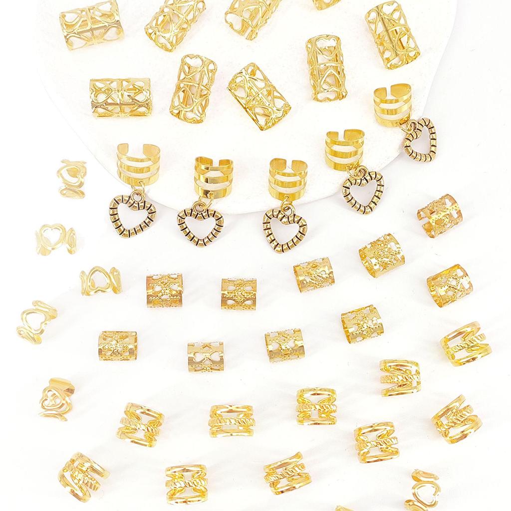 45pcs European & American DIY Wig and Dread Accessories: Hollow Star Braid Hair Extension Rings