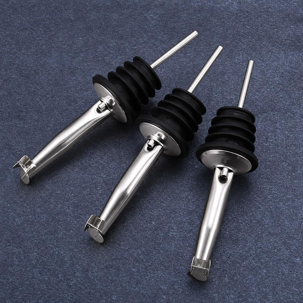2 PCS Silver Oil Spout Pourer Stainless Steel Bottle Spout Dispenser Liquor Pourer Spout  Bartender