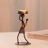 Iron African Tribal Lady Figurine Tealight Candle Holders Decorative Art Piece Ornament For Home Office Tabletop Display