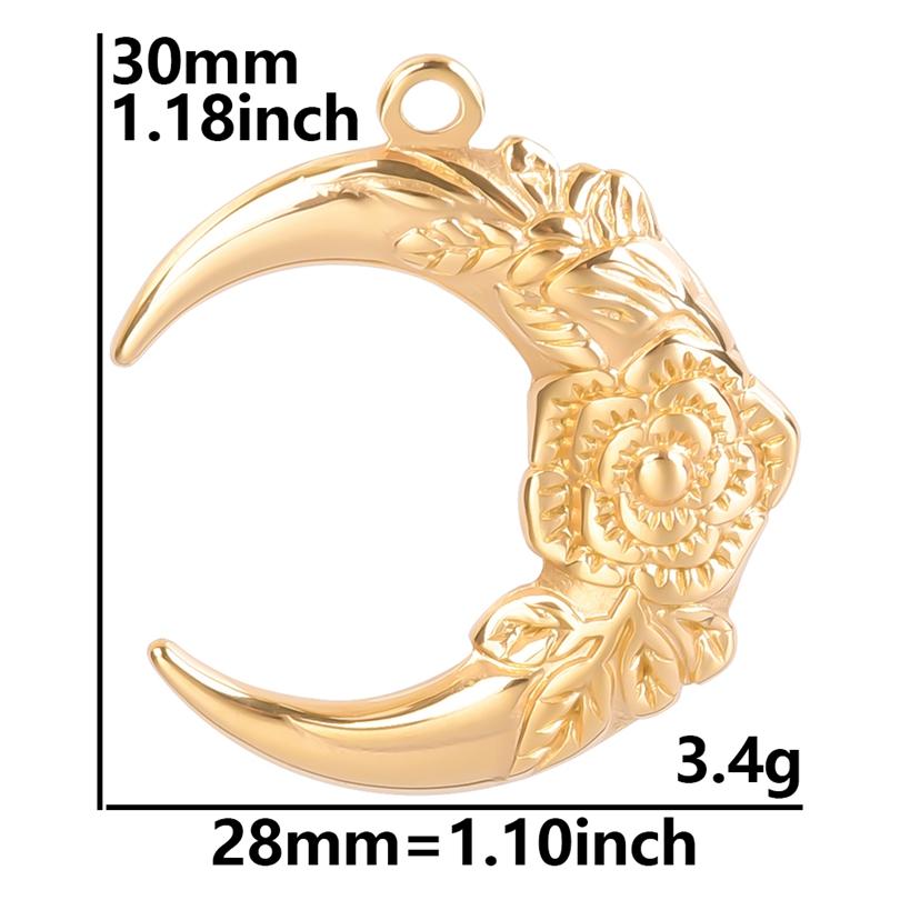 Vintage Metal Filigree Moon Pendants For Jewelry Making Supplies Connectors Accessories Stainless Steel Charm Bulk Luna Material