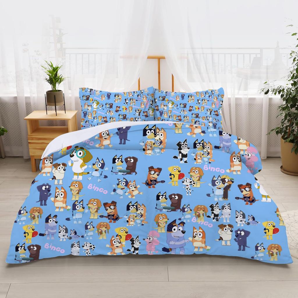 Cartoon Puppy Three-piece Quilt Cover 3D Digital Printing Bedding Set Bed Cover