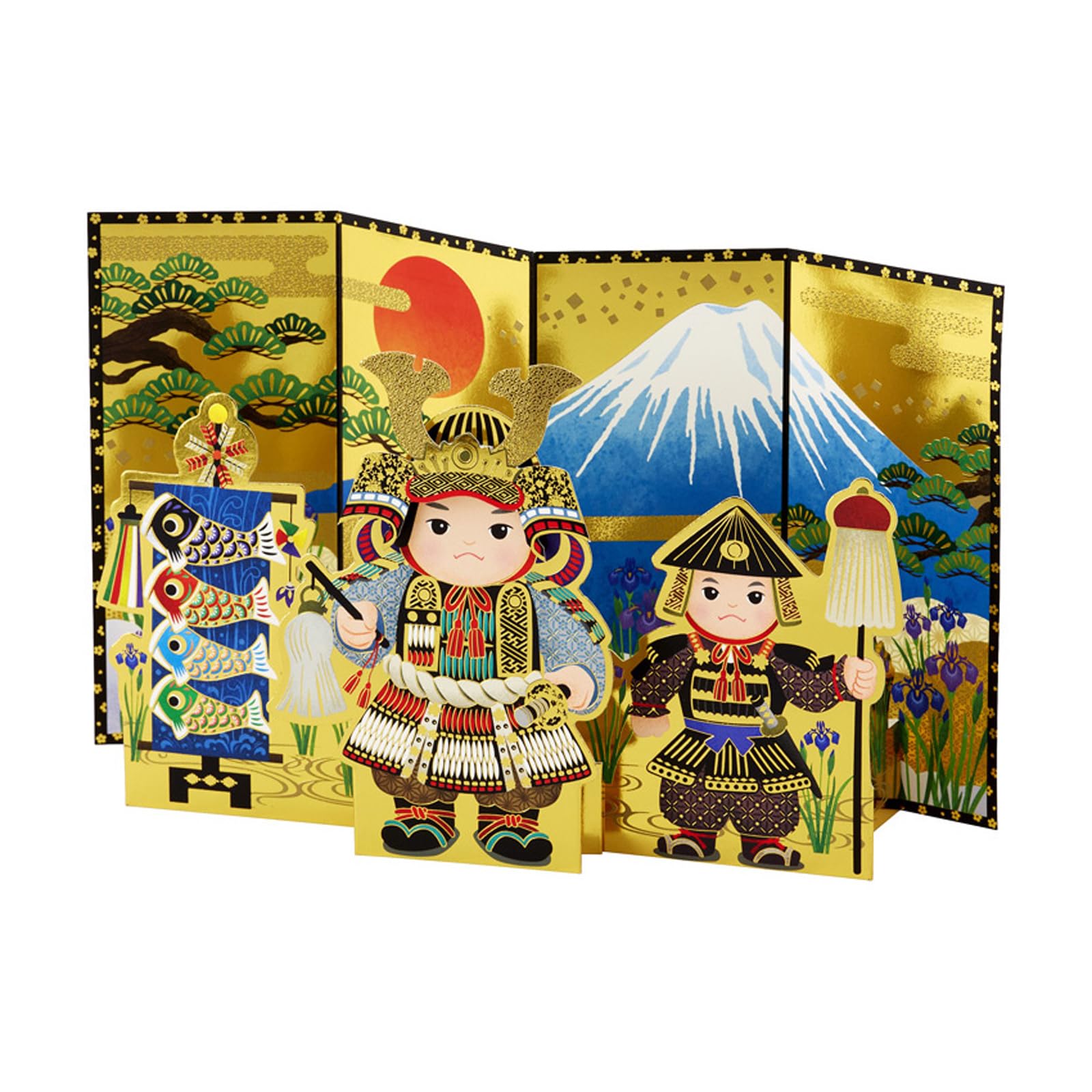 

Sanrio Message Greeting Warriors in Front of a Folding JTG 720259 Card, Card, Boys Day, Screen, 6-5, золотистый