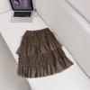 2025 Autumn/Winter Layered Gauze Cake Skirt - Solid Color Korean Style