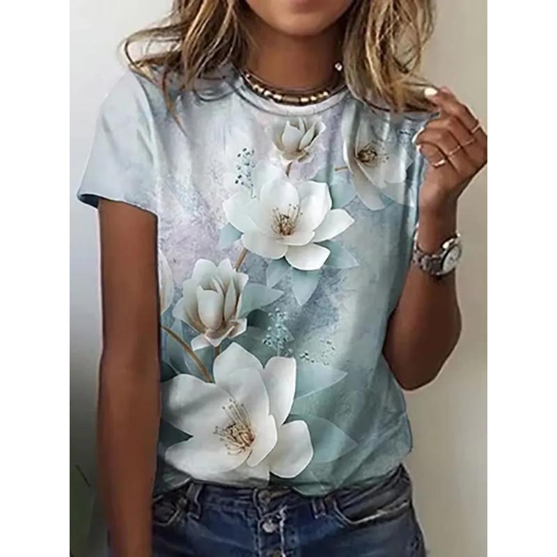 Summer Women's T-shirt Creative Printed Short Sleeved T-shirt Fashionable Comfortable Soft Breathable cotton T-shirt