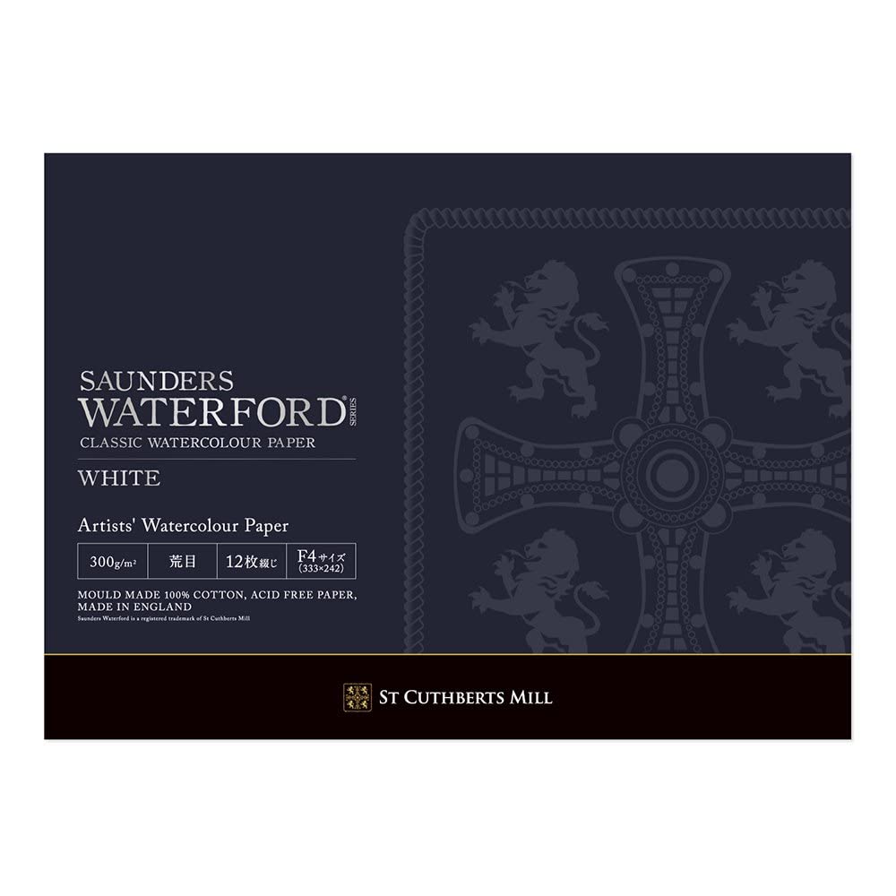 

Бумага для акварели Holbein Waterford, белая, грубозернистая, 300 г, размер F4, тип блока, 12 листов, переплет 270953 EHBR-F4