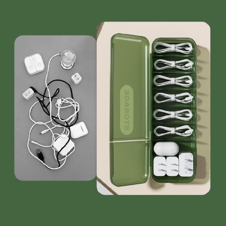 Kabelmanagement-Box Datenkabel-Aufbewahrungsbox mit staubdichtem Deckel 7 Fächer Kabel-Schnur-Aufbewahrungsbox 285x85x58mm