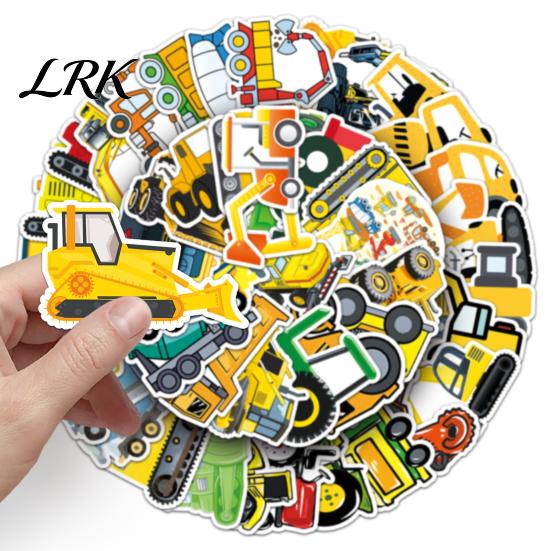 Waterproof PVC Graffiti Stickers 50PCS Engineering Vehicle Stickers, Construction Truck Reward for Teachers Decals, Colorful DIY Craft Supplies