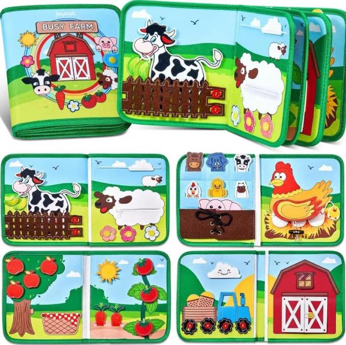 Sensory Book Children s Enlightenment and Early Education Story Book Farm Animal Busy Book Baby Quiet Book Puzzle Teaching Tool