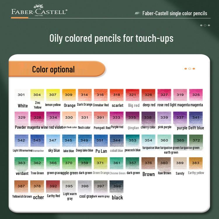 Faber-Castell Art Oil-Based Colored Pencils Set - Red, White, Black, and 60 Single and Complementary Colors.