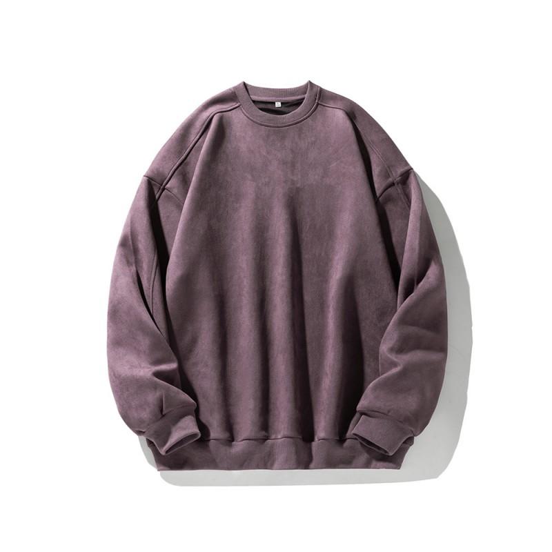 Mens Oversized Retro Suede-Feel Cotton Pullover