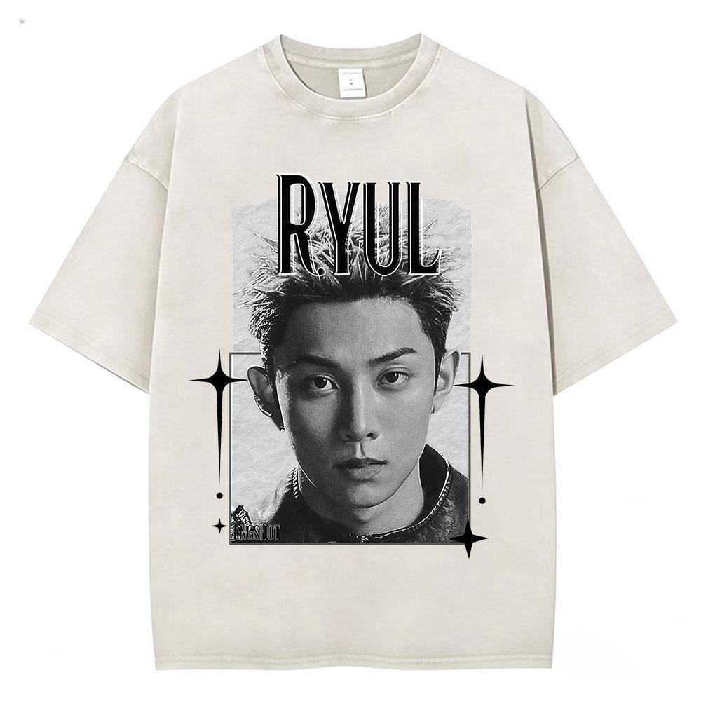 Vintage Washed Korean Kpop Lngshot T Shirt Men Women Clothing Fashion Hip Hop Short Sleeve Cotton Casual Tshirts Streetwear