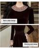 Elegant French Hepburn-Style Black Velvet Dress for Women - Autumn/Winter New Year Party Long Skirt