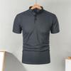 Camiseta de Manga Corta para Hombre Cuello Medio Mao Color Sólido Camiseta Casual Básica