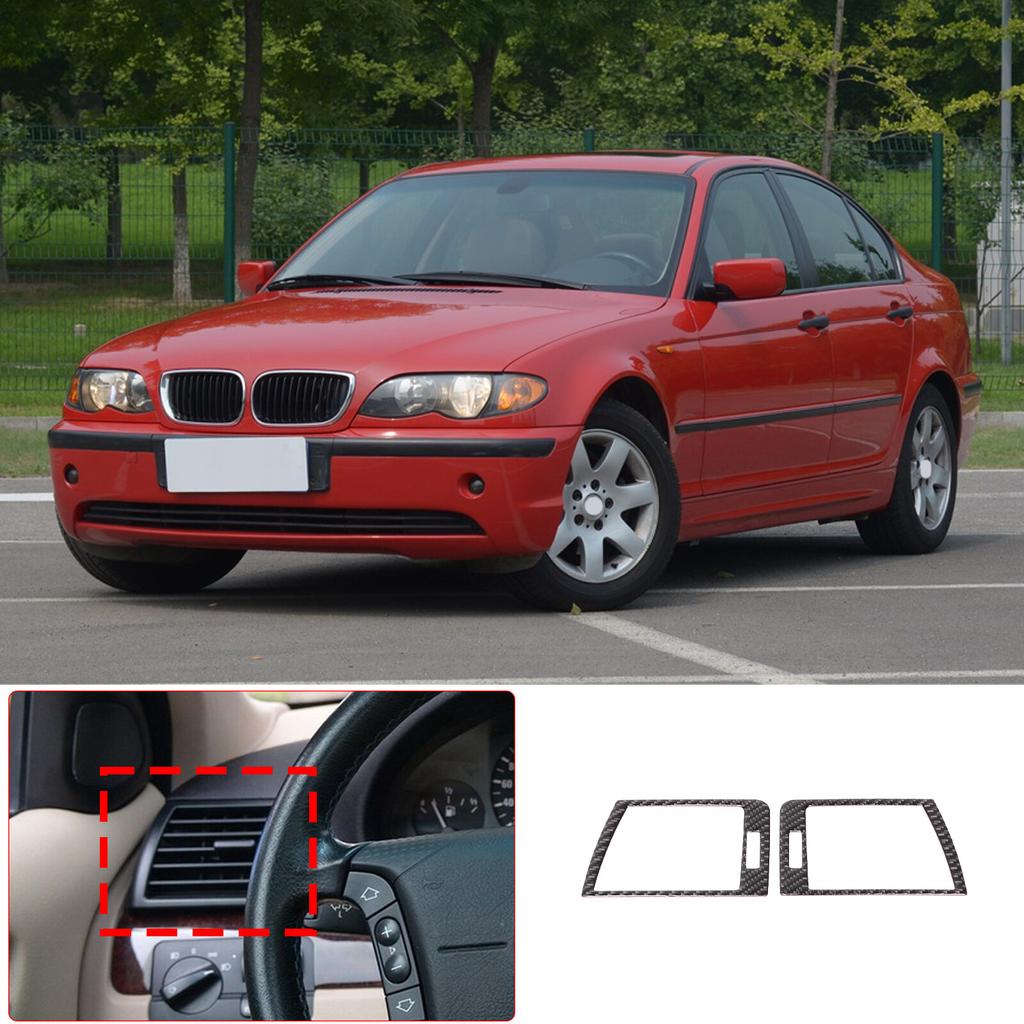 Carbon Fiber Dashboard Side Air Vent Outlet Trim Fit For BMW 3 Series E46 98-05