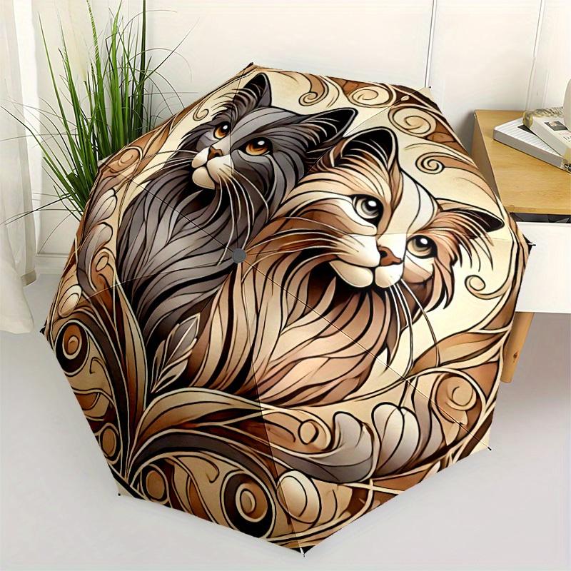 1pc Cats Whiskers Automatic Open/Close Umbrella with Windproof, Functional Design, 8-Rib Sturdy Canopy